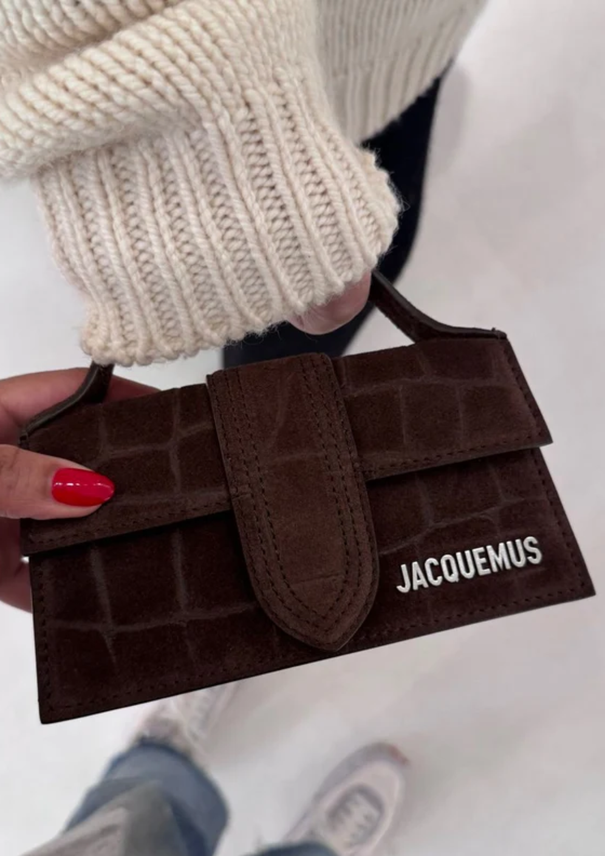 Jacquemus Le Bambino Effetto Coccodrillo Marrone Scuro