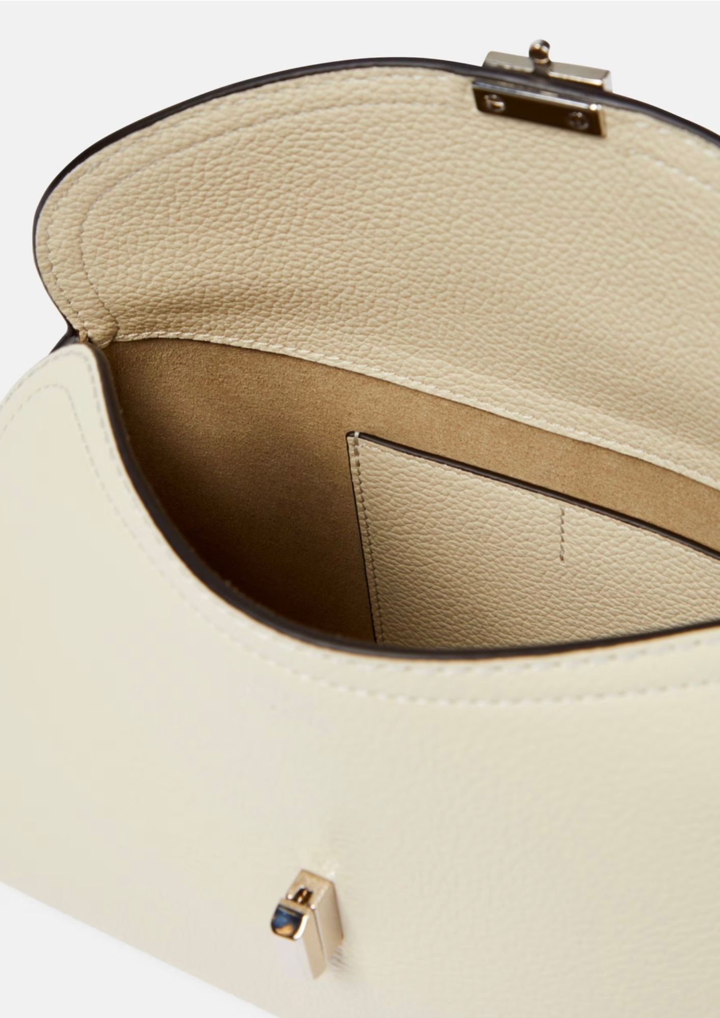 TOTEME CLUTCH T-LOCK BIANCO BATTUTO