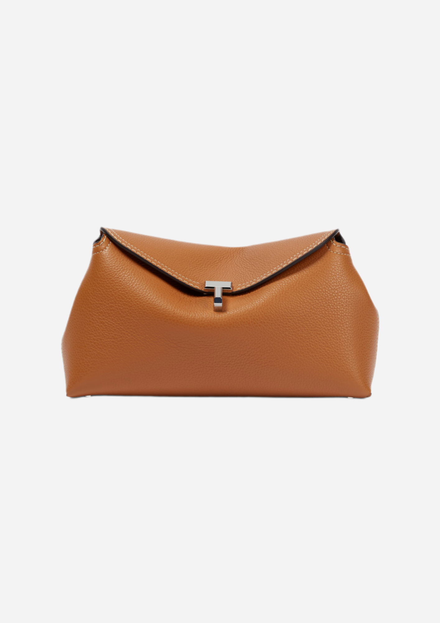 TOTEME CLUTCH T-LOCK IN PELLE LIGHT BROWN