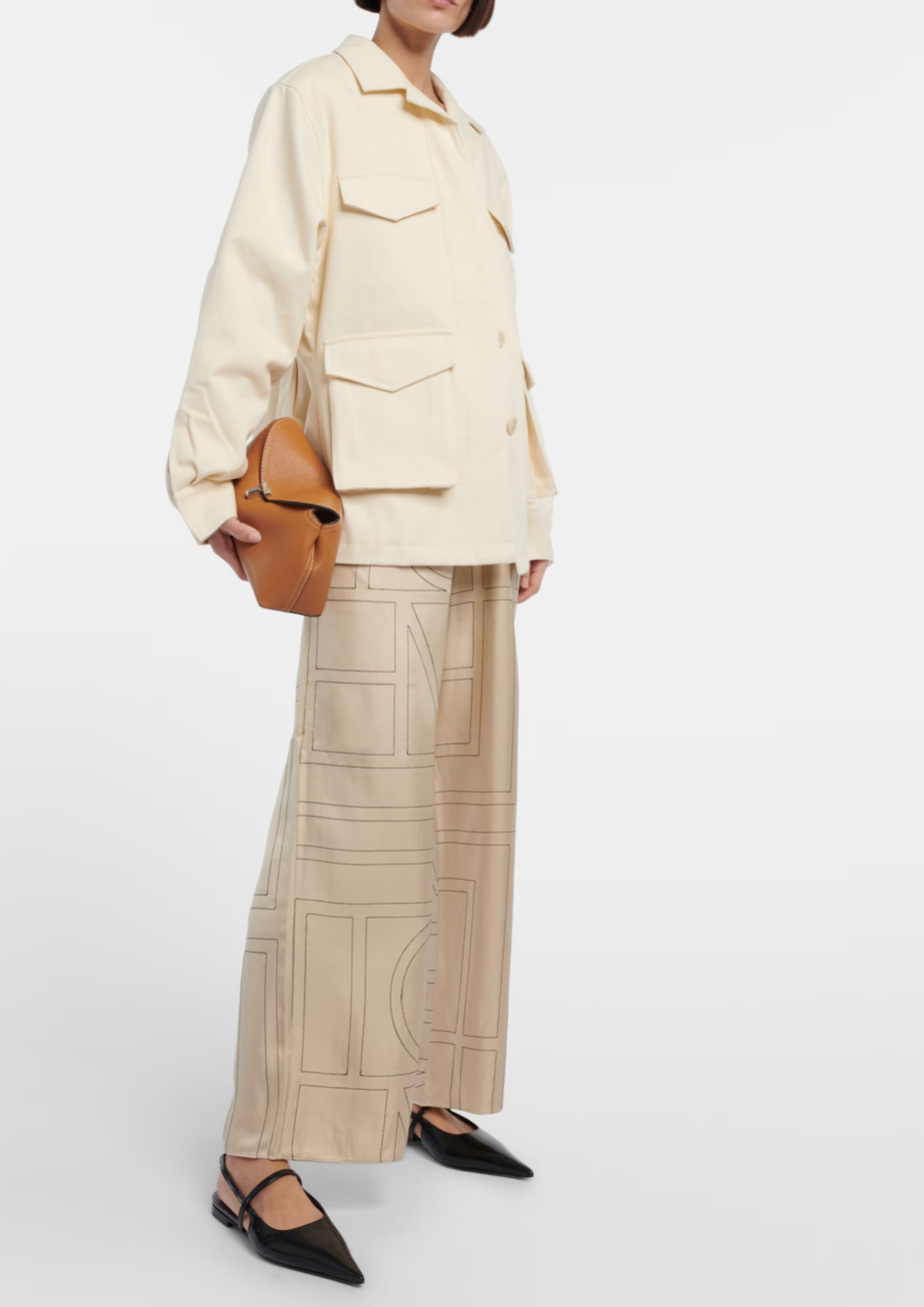 TOTEME CLUTCH T-LOCK IN PELLE LIGHT BROWN