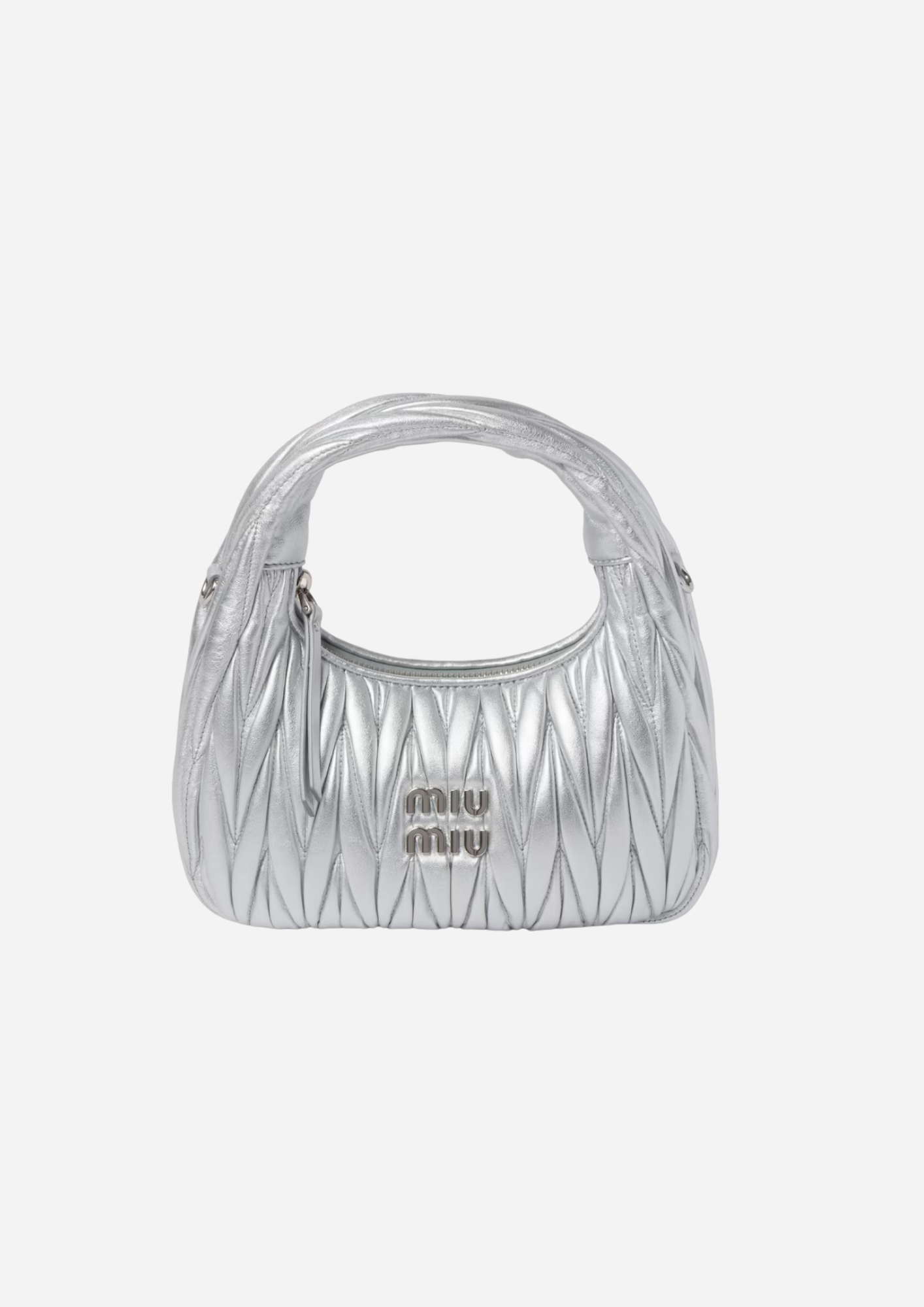 MIU MIU HOBO WANDER KLEIN NAPPA MATELASSÉ SILBER