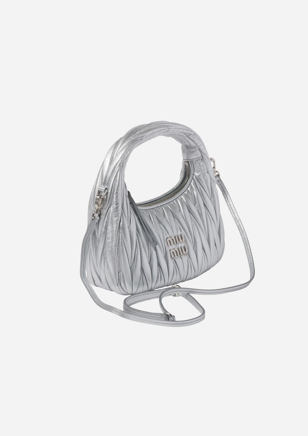 MIU MIU HOBO WANDER KLEIN NAPPA MATELASSÉ SILBER