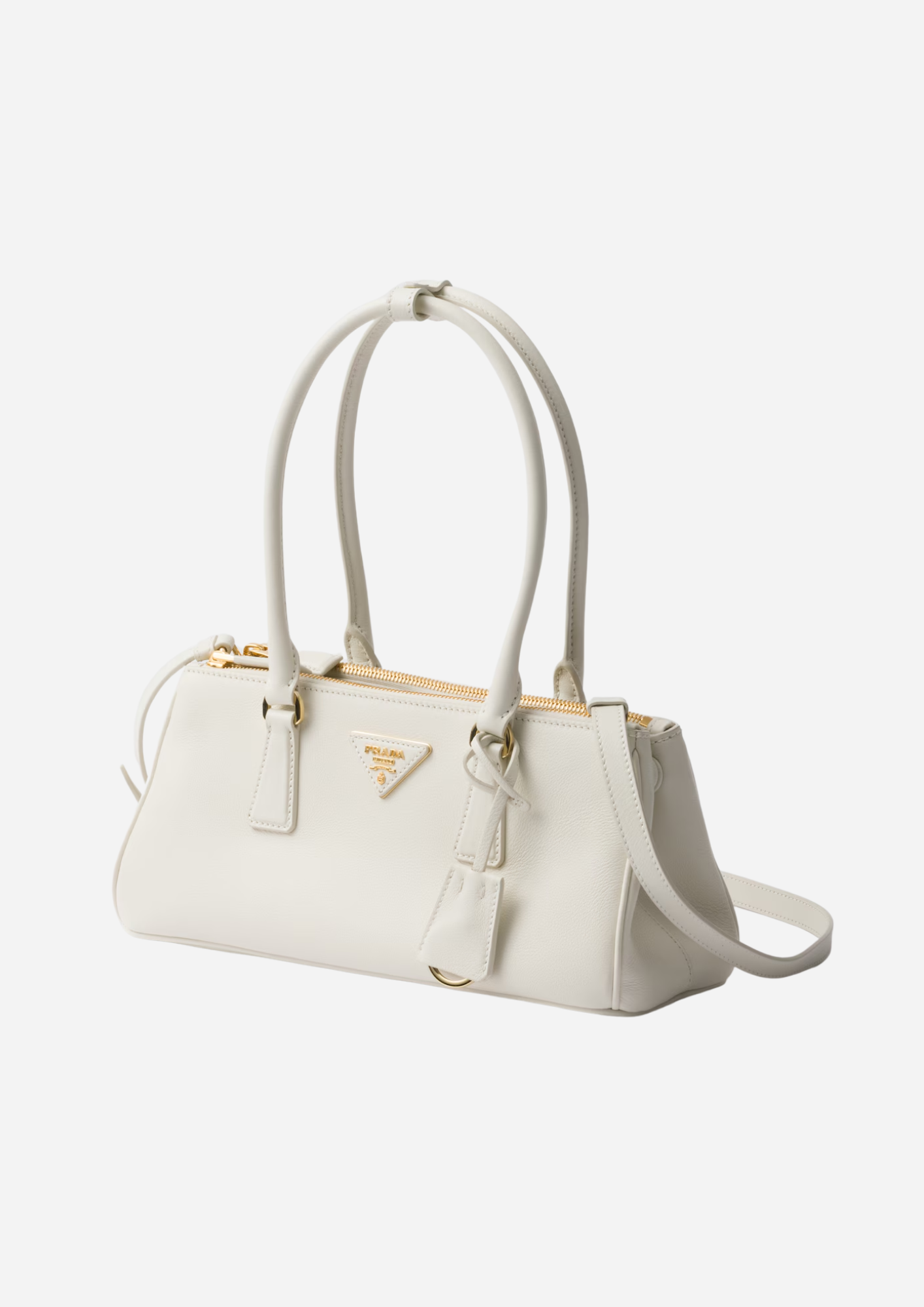 WHITE LEATHER PRADA GALLERIA MEDIUM BAG