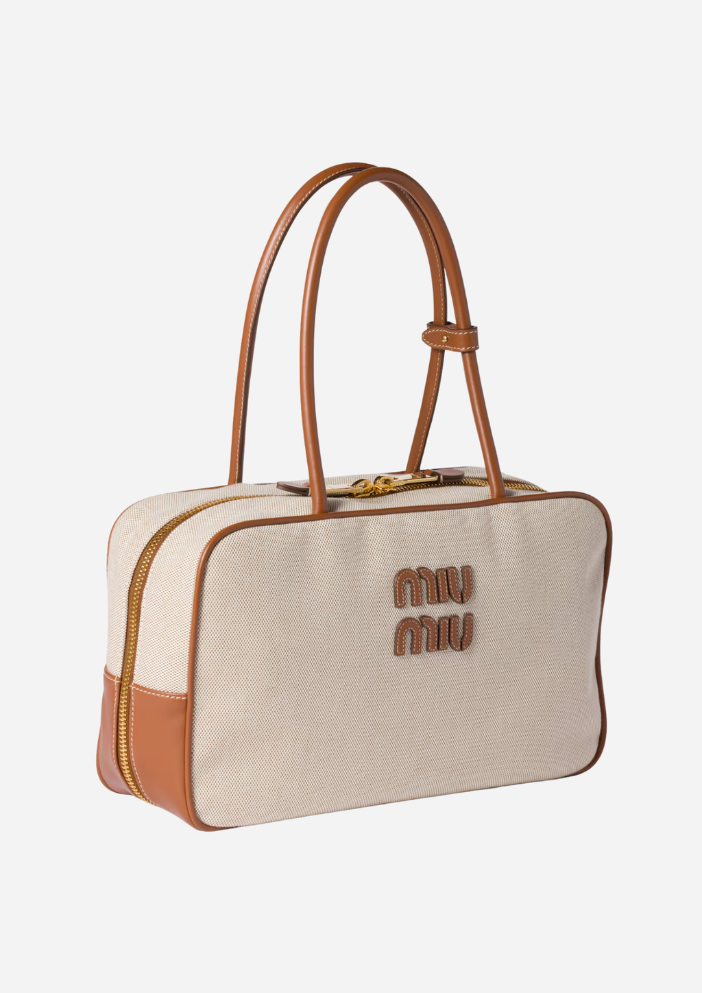 MIU MIU GROSSE BEAU TASCHE AUS CANVAS UND BEIGE LEDER