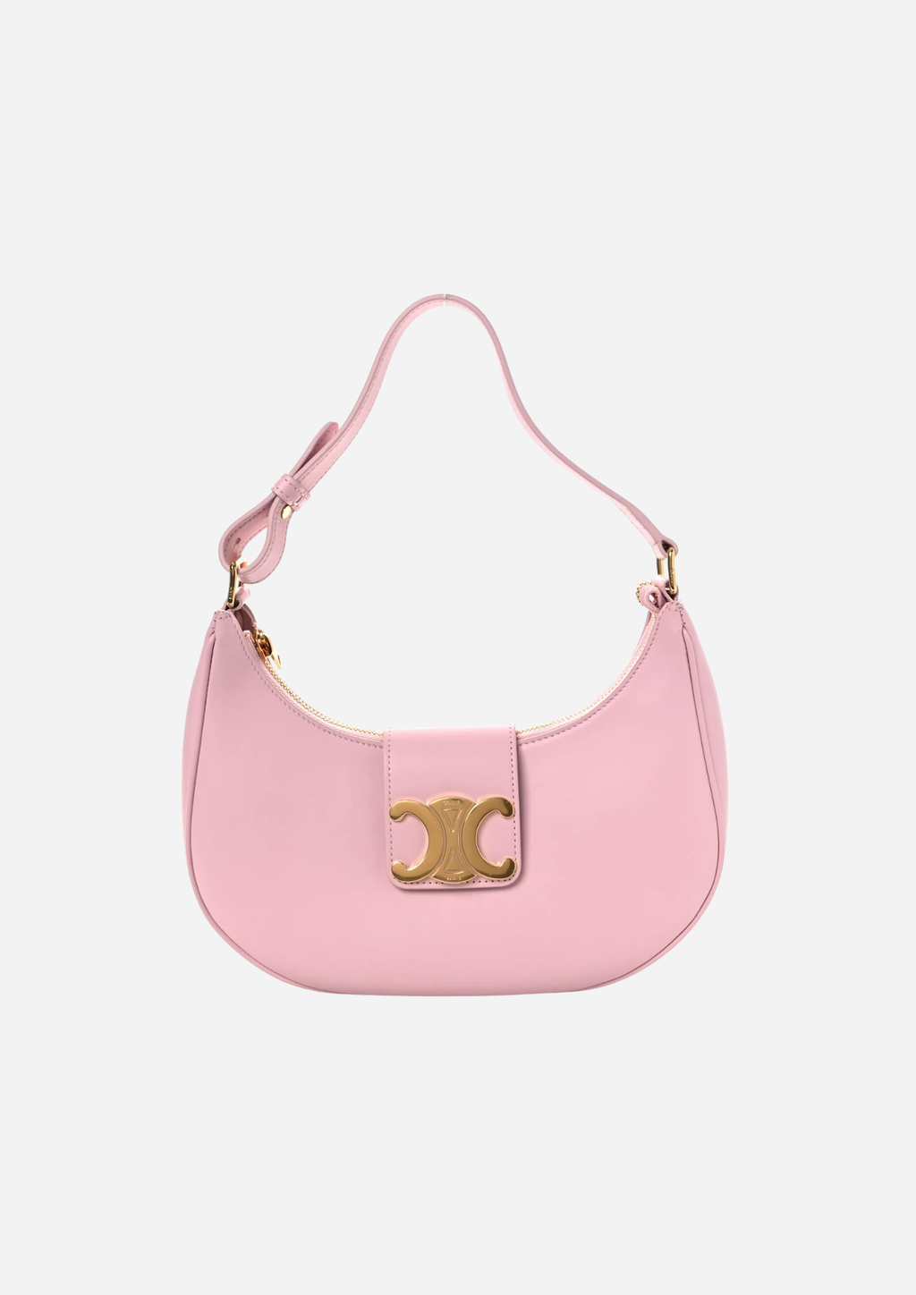 Celine Ava Triomphe Medium Rosa Pastello in Pelle di Vitello Liscia, vista frontale