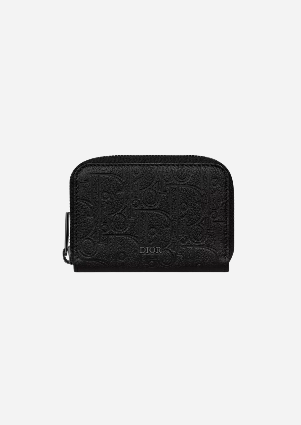 Dior Portamonete con Zip Nero in Pelle Dior Gravity, vista frontale