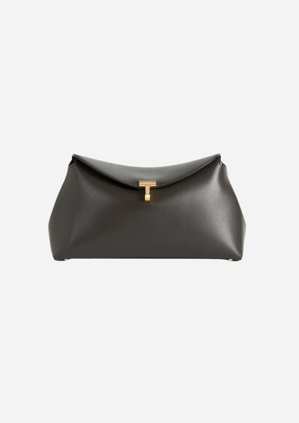 Toteme T-Lock Clutch Bark in Pelle Palmellato, vista frontale